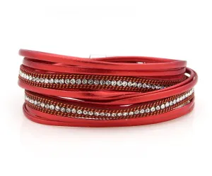 Sparkly Metallic Red Double Wrap Bracelet