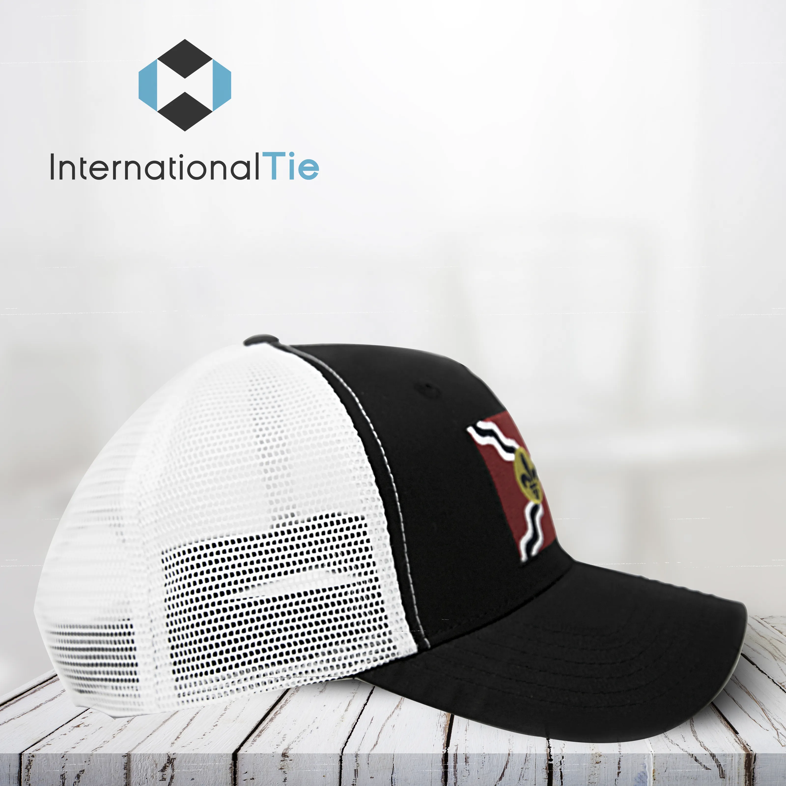 St Louis Flag Trucker Baseball Snapback Hat (Black) - International Tie