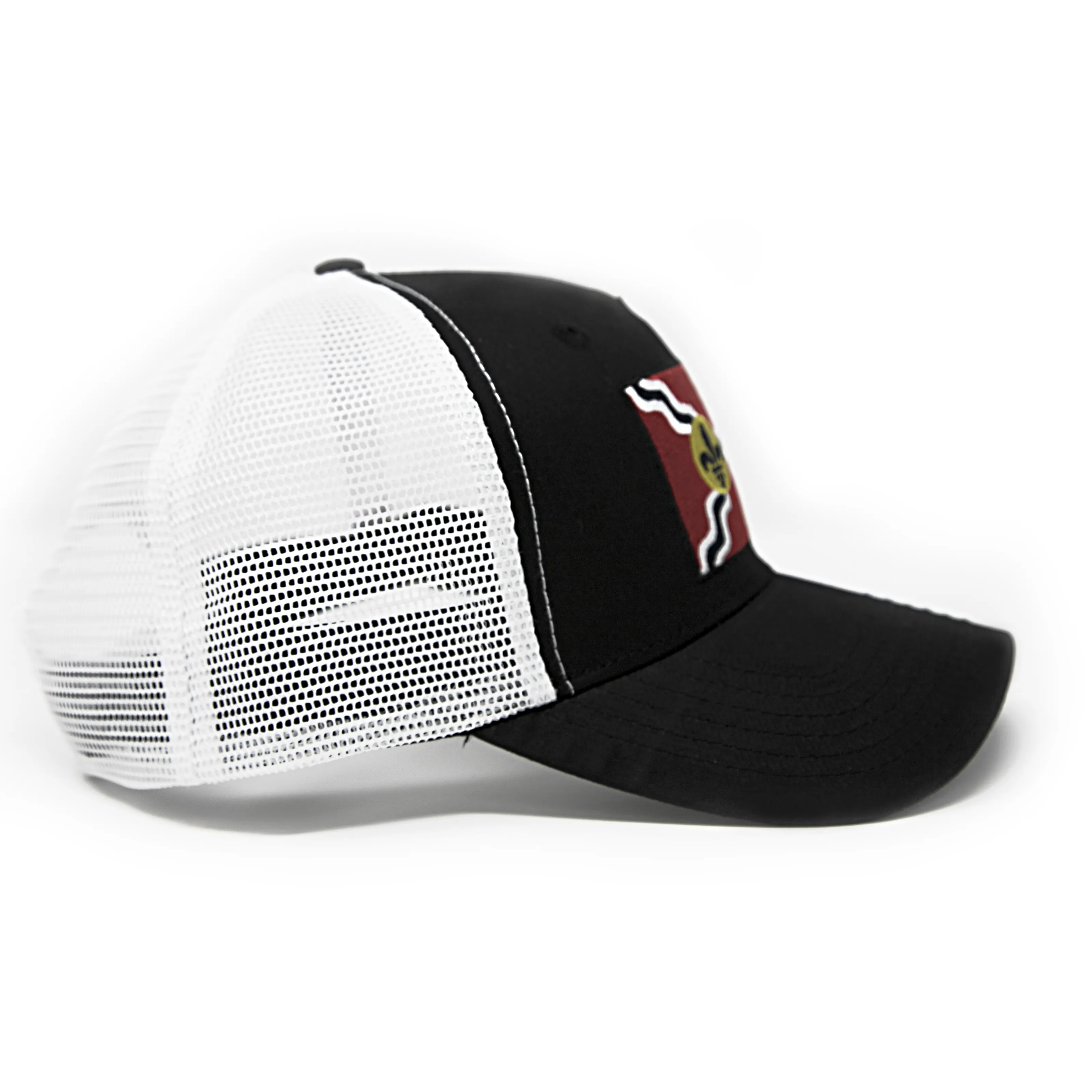 St Louis Flag Trucker Baseball Snapback Hat (Black) - International Tie