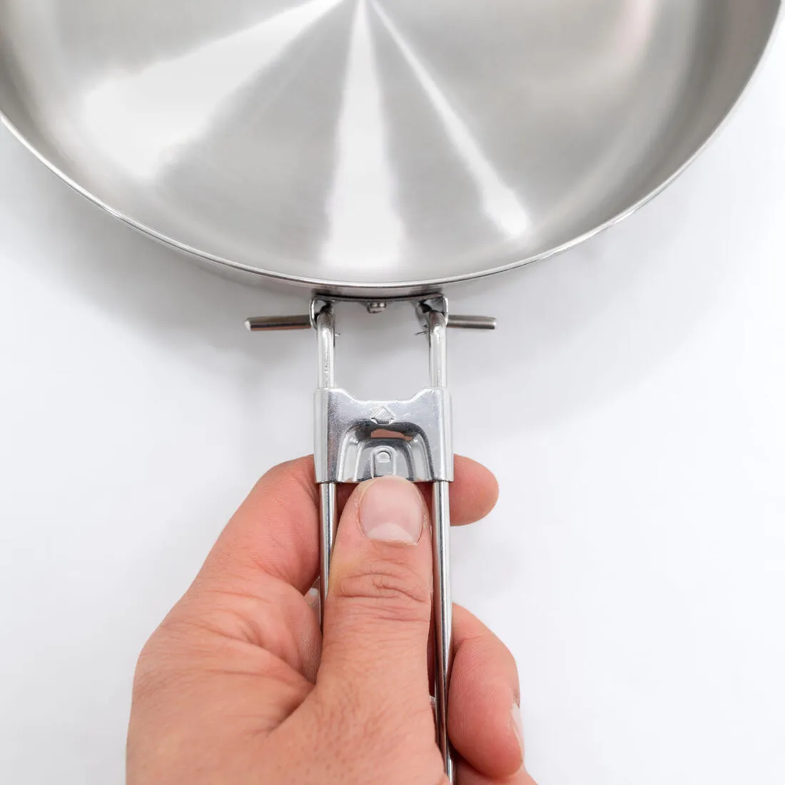 Stainless steel camping frying pan 500 with double bottom -1.2 L - diam. 20 cm
