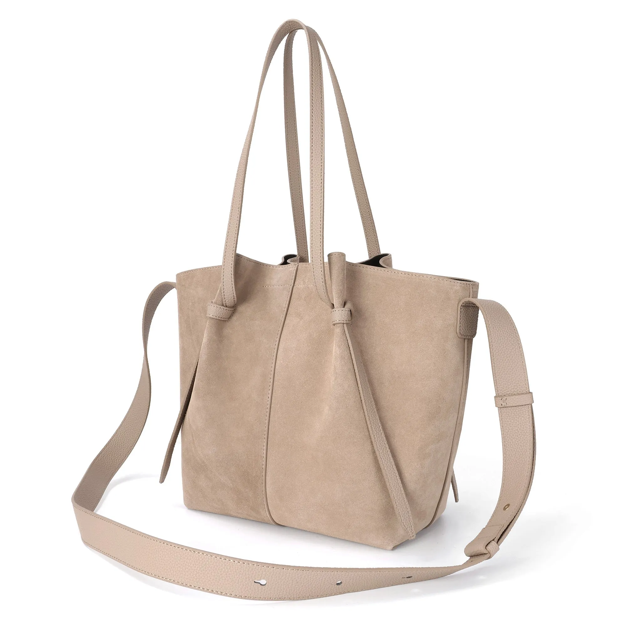 Suede & Leather Convertible Tote Bag
