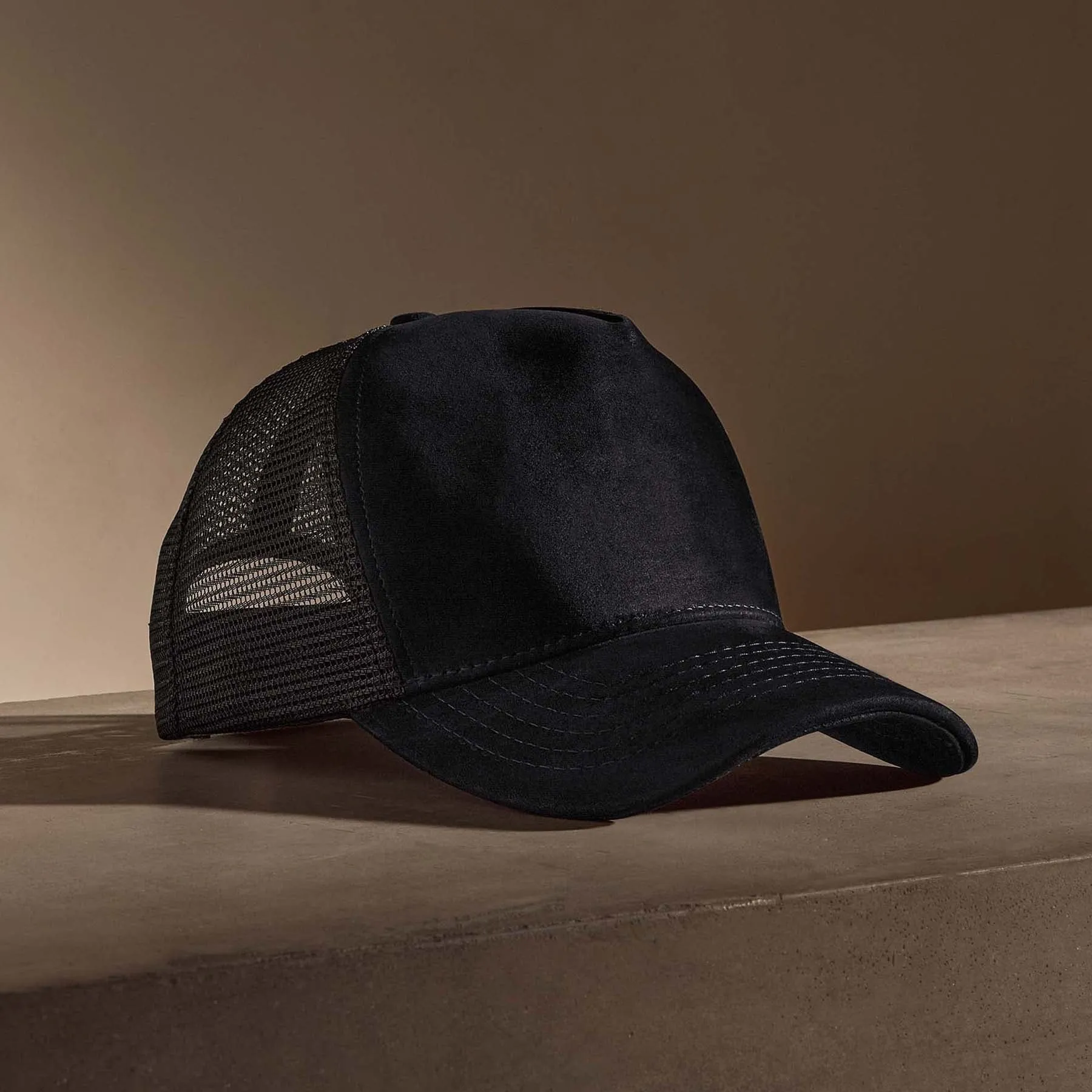 Suede Trucker Hat - Black