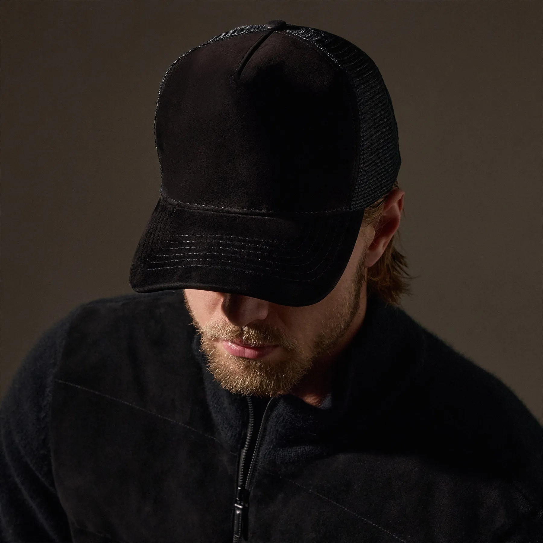 Suede Trucker Hat - Black
