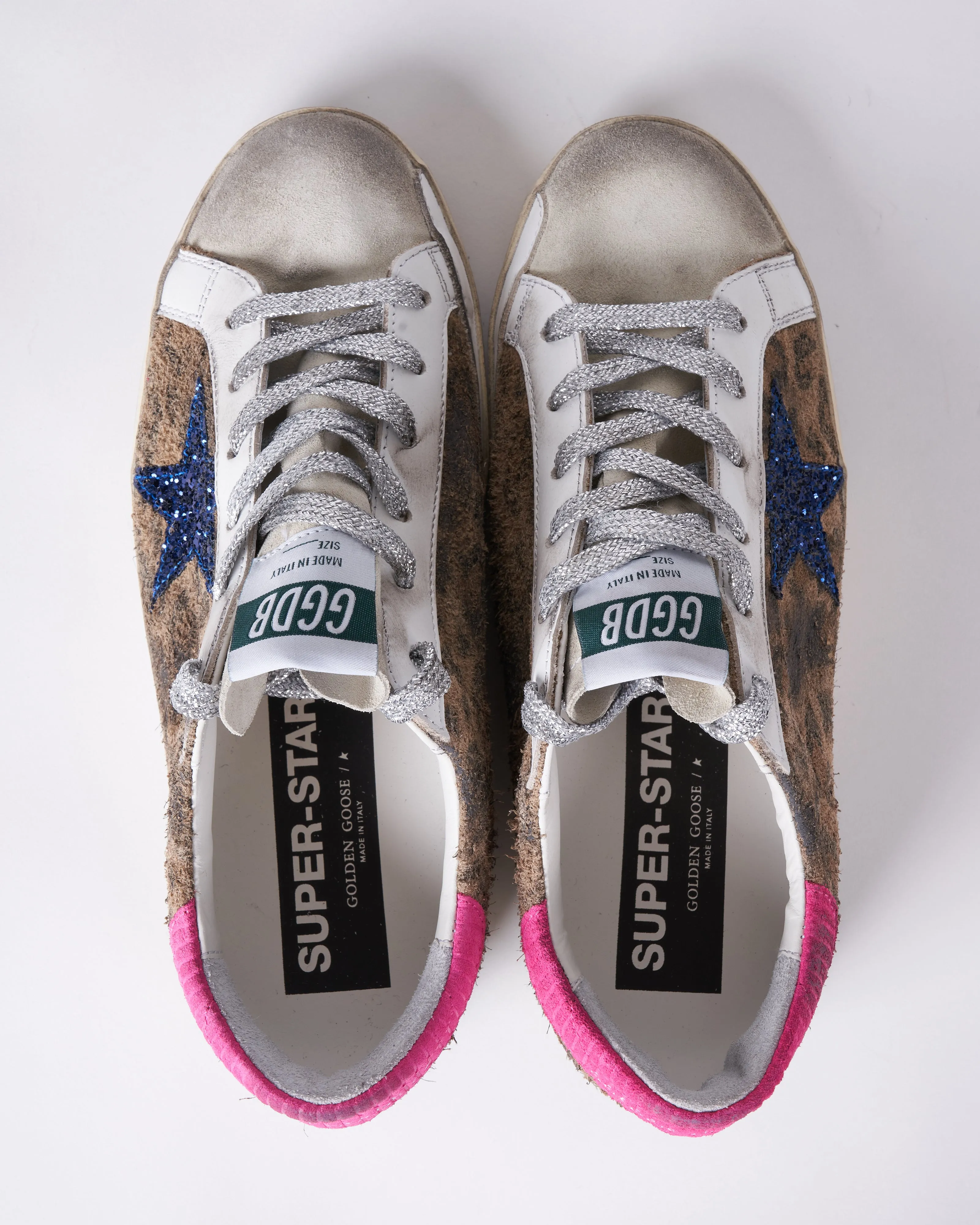 super-star leopard suede upper glitter star