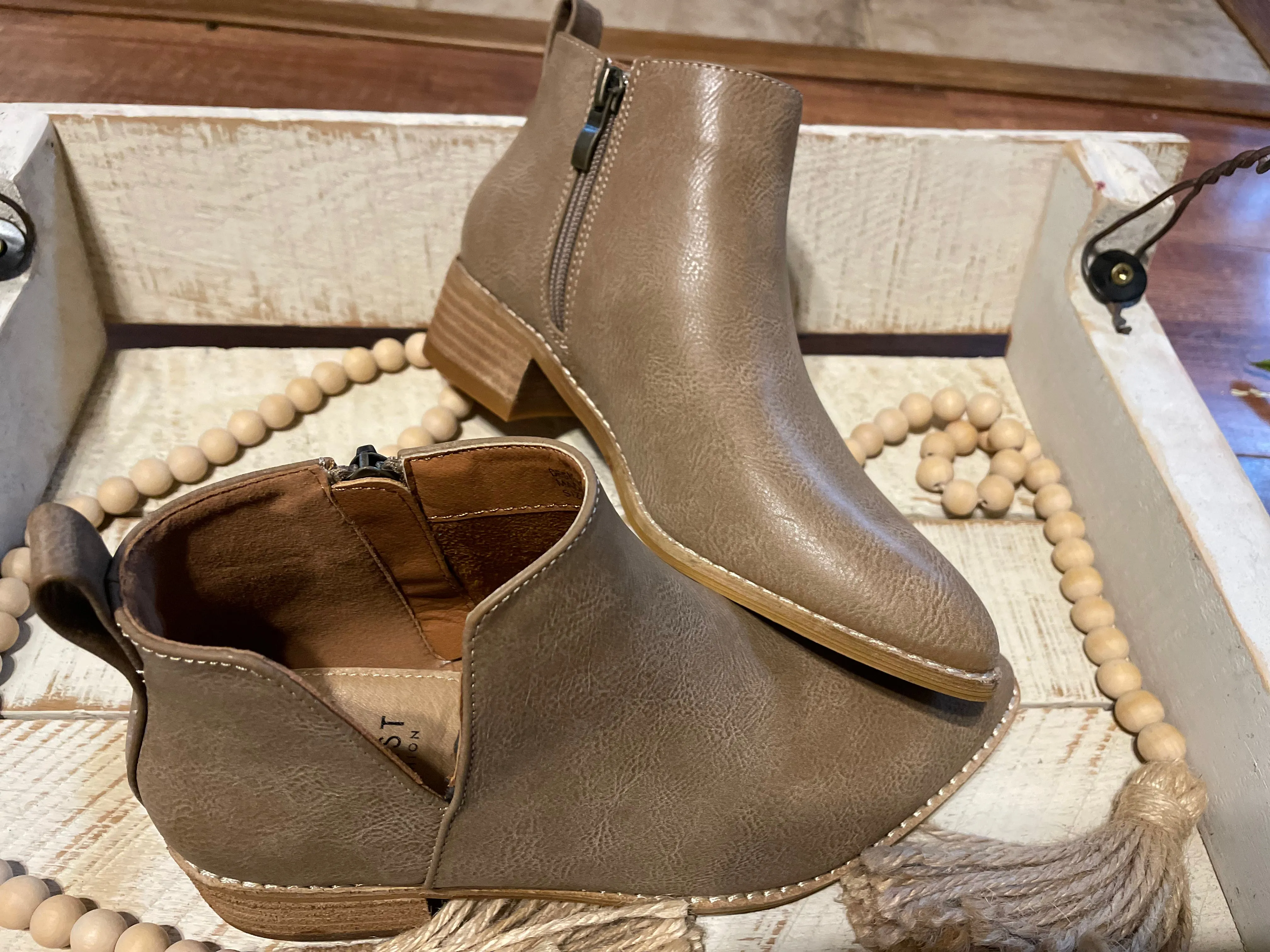 Taupe Side Cut Out Booties