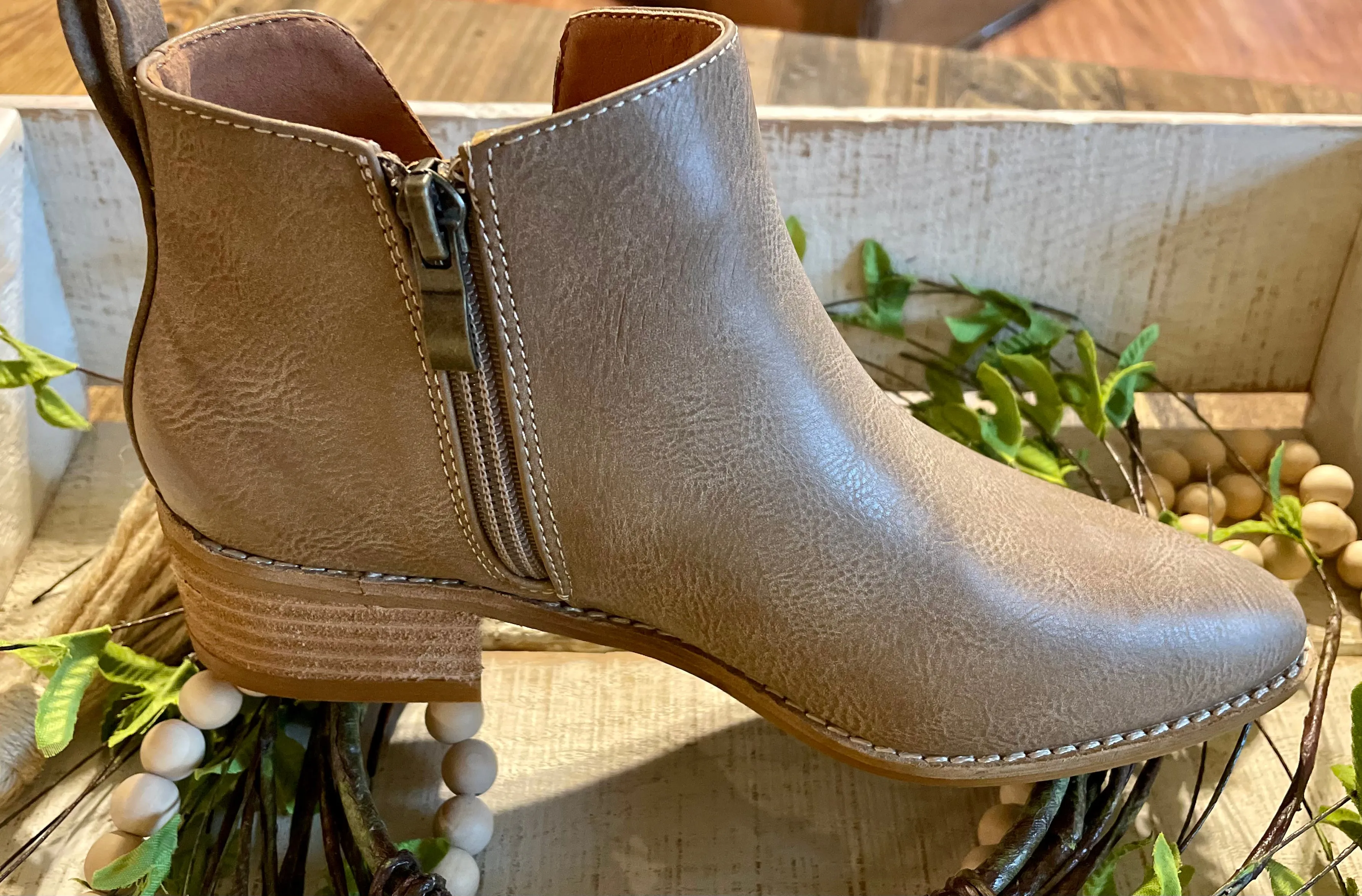 Taupe Side Cut Out Booties