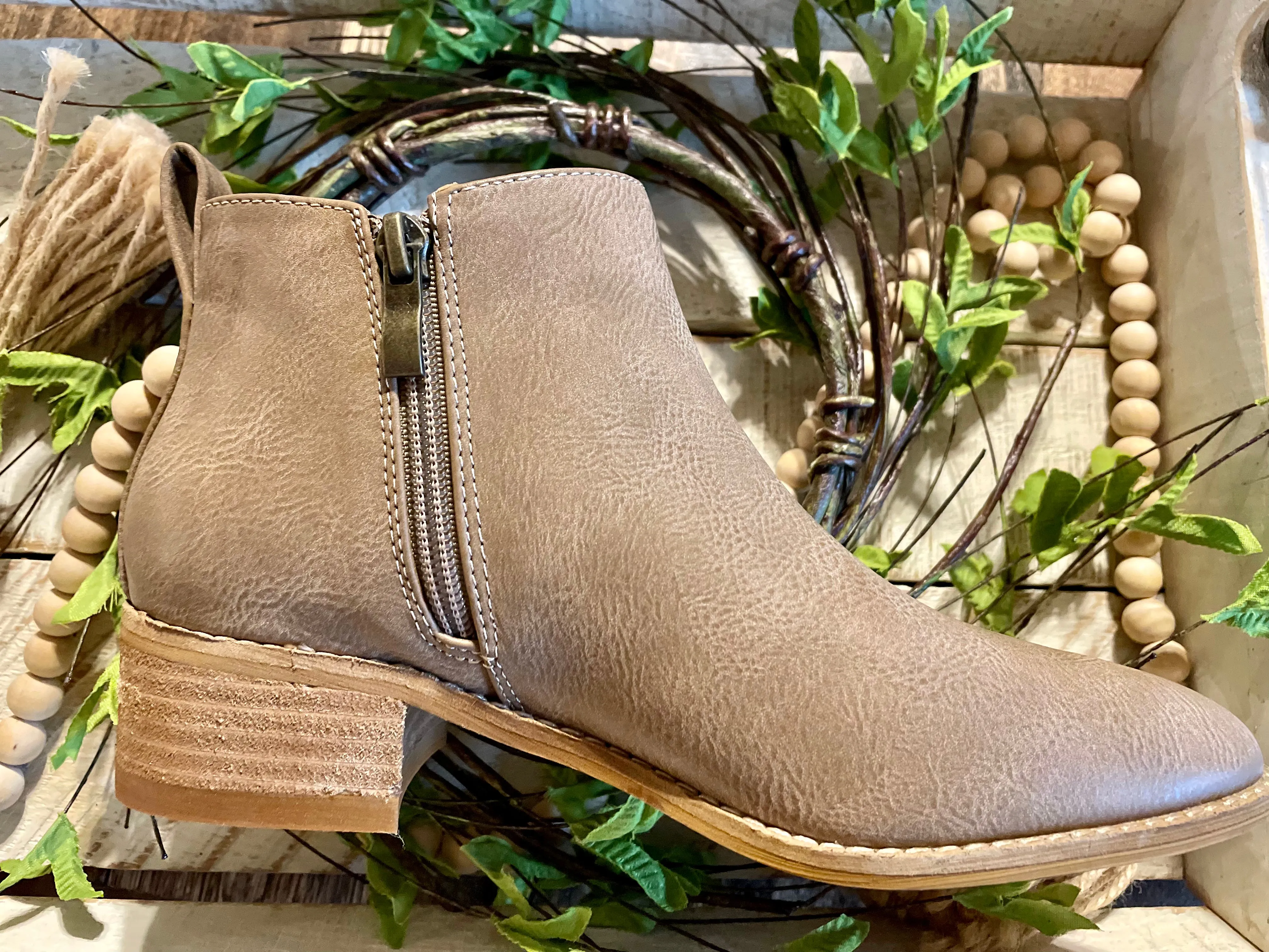 Taupe Side Cut Out Booties