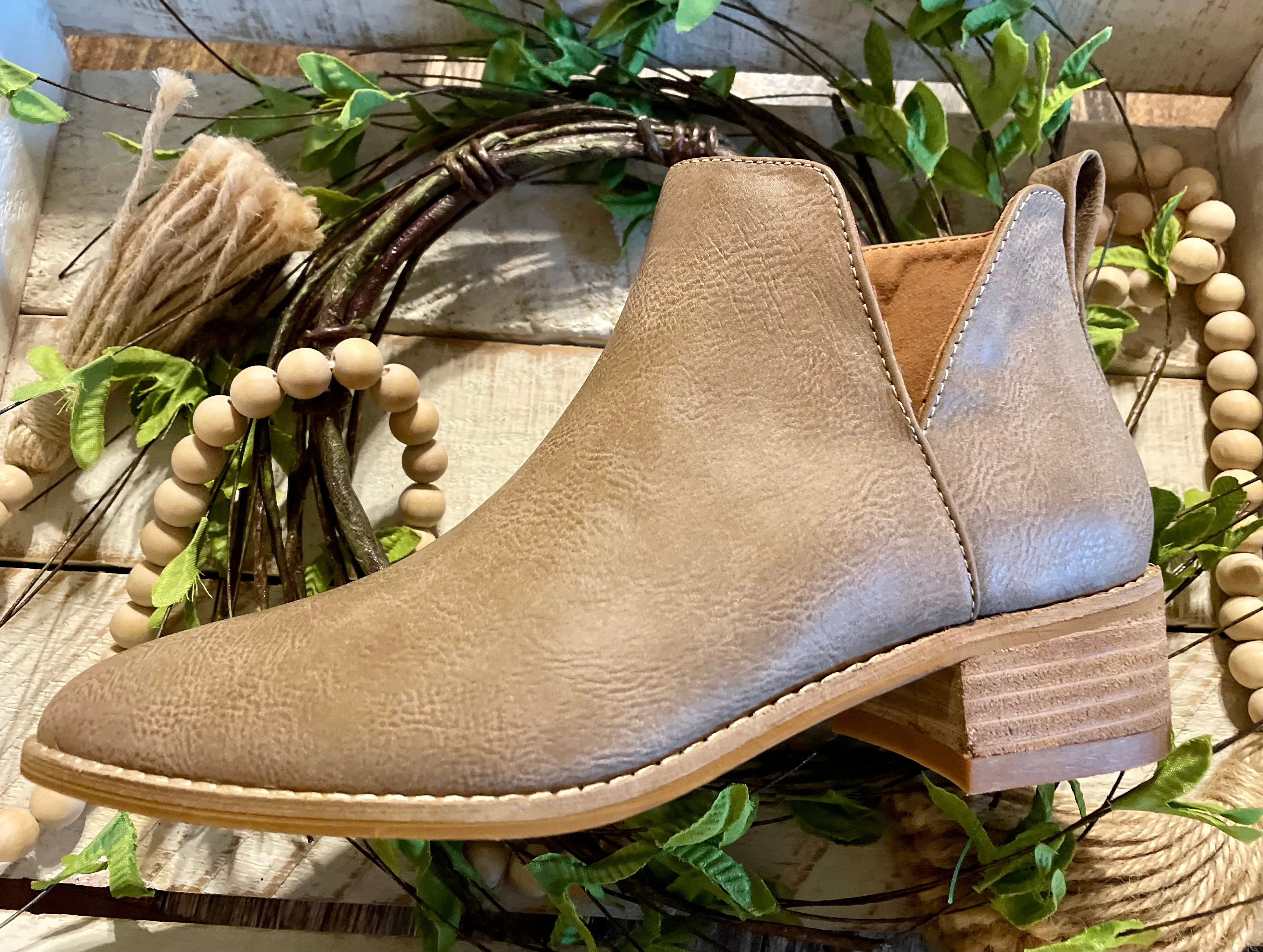 Taupe Side Cut Out Booties