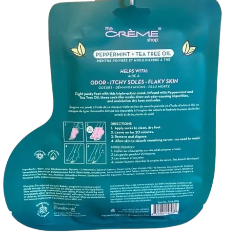 The Crème Shop Foot Mask - 3 Pack (Peppermint & Tea Tree Oil)