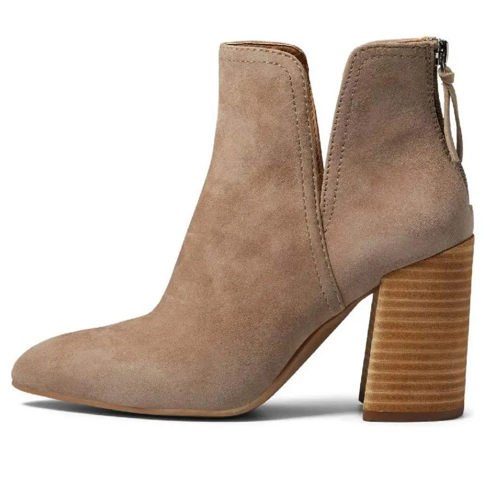 Thrived Taupe Suede Heeled Booties