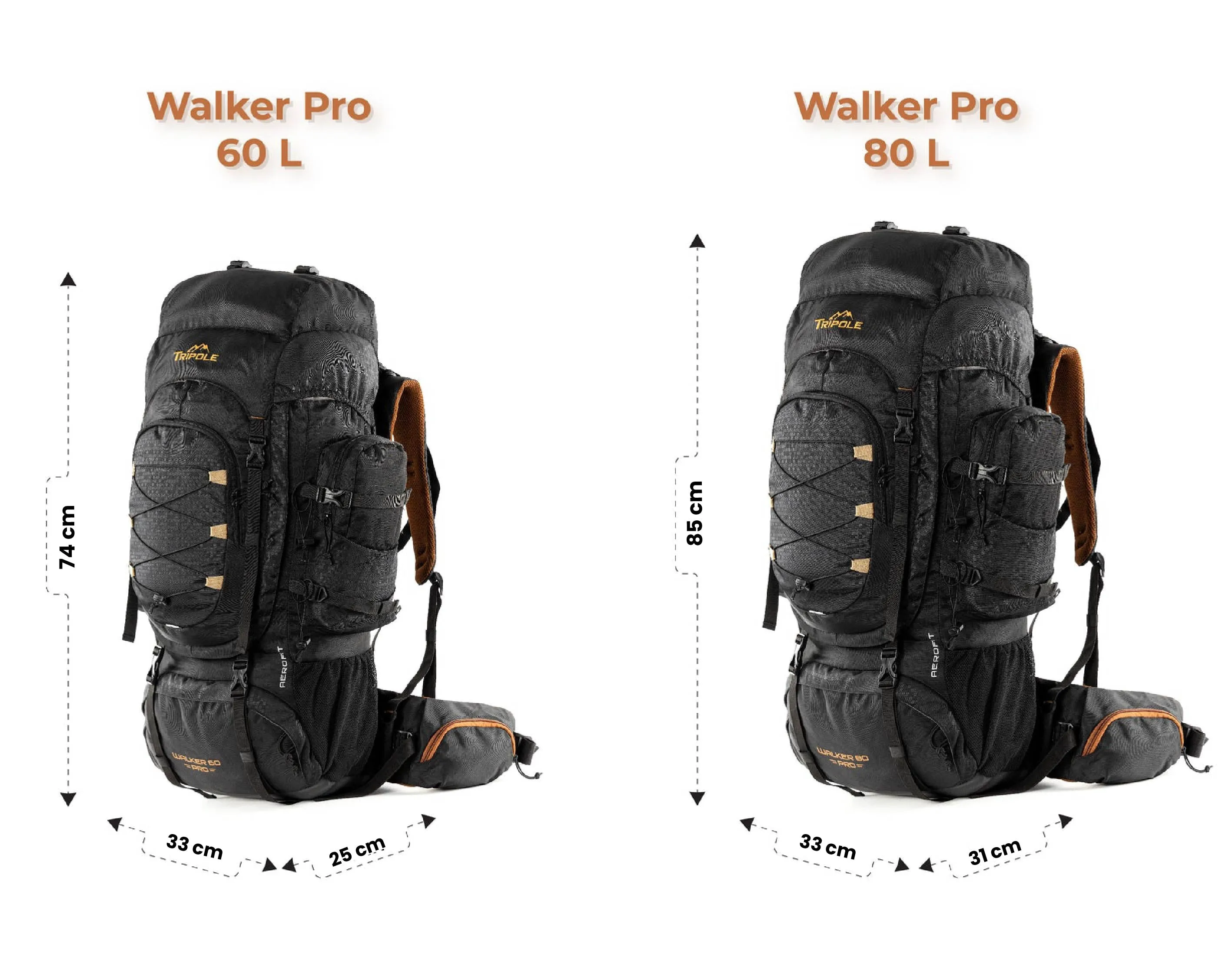 Tripole Walker Pro Metal Frame Rucksack with Rain Cover for Trekking & Travel | Front Opening | Laptop Sleeve | Men & Women | 5 Year Warranty | 80 Litre | Olive Green