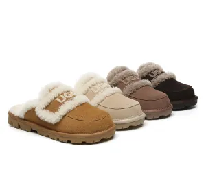 UGG Slippers Women Sheepskin Wool Shearling Lined Rilee