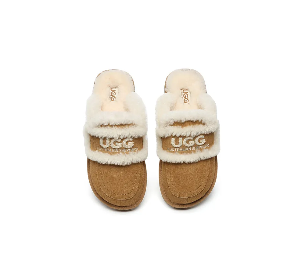 UGG Slippers Women Sheepskin Wool Shearling Lined Rilee