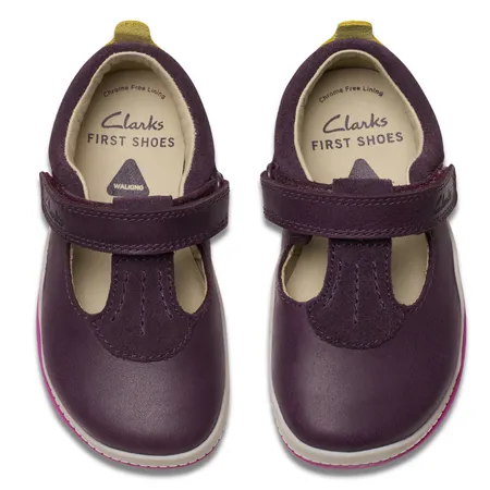 UK 6 Berry Noodle Bright Velcro T-Bar Walkers
