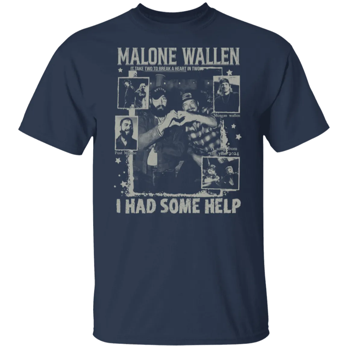 Vintage 'I Had Some Help' Gildan T-Shirt – Post Malone & Morgan Wallen Country Music Inspired Apparel
