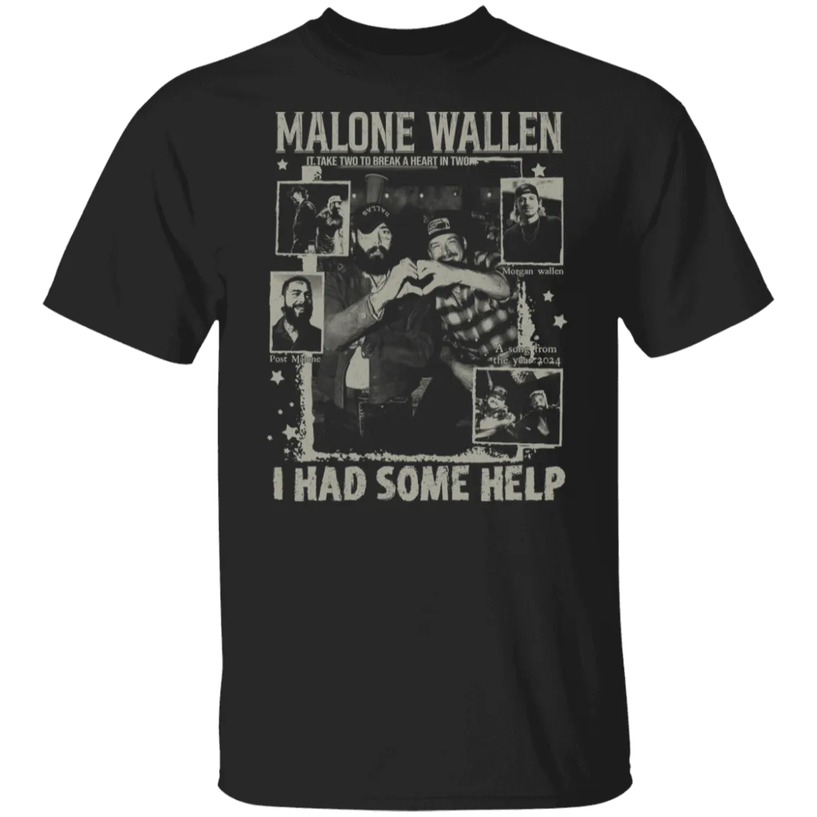 Vintage 'I Had Some Help' Gildan T-Shirt – Post Malone & Morgan Wallen Country Music Inspired Apparel