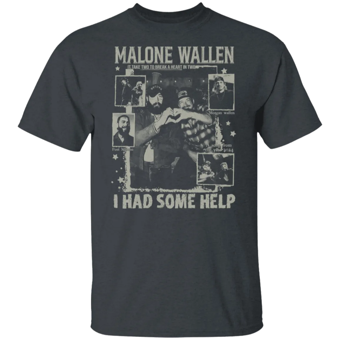 Vintage 'I Had Some Help' Gildan T-Shirt – Post Malone & Morgan Wallen Country Music Inspired Apparel