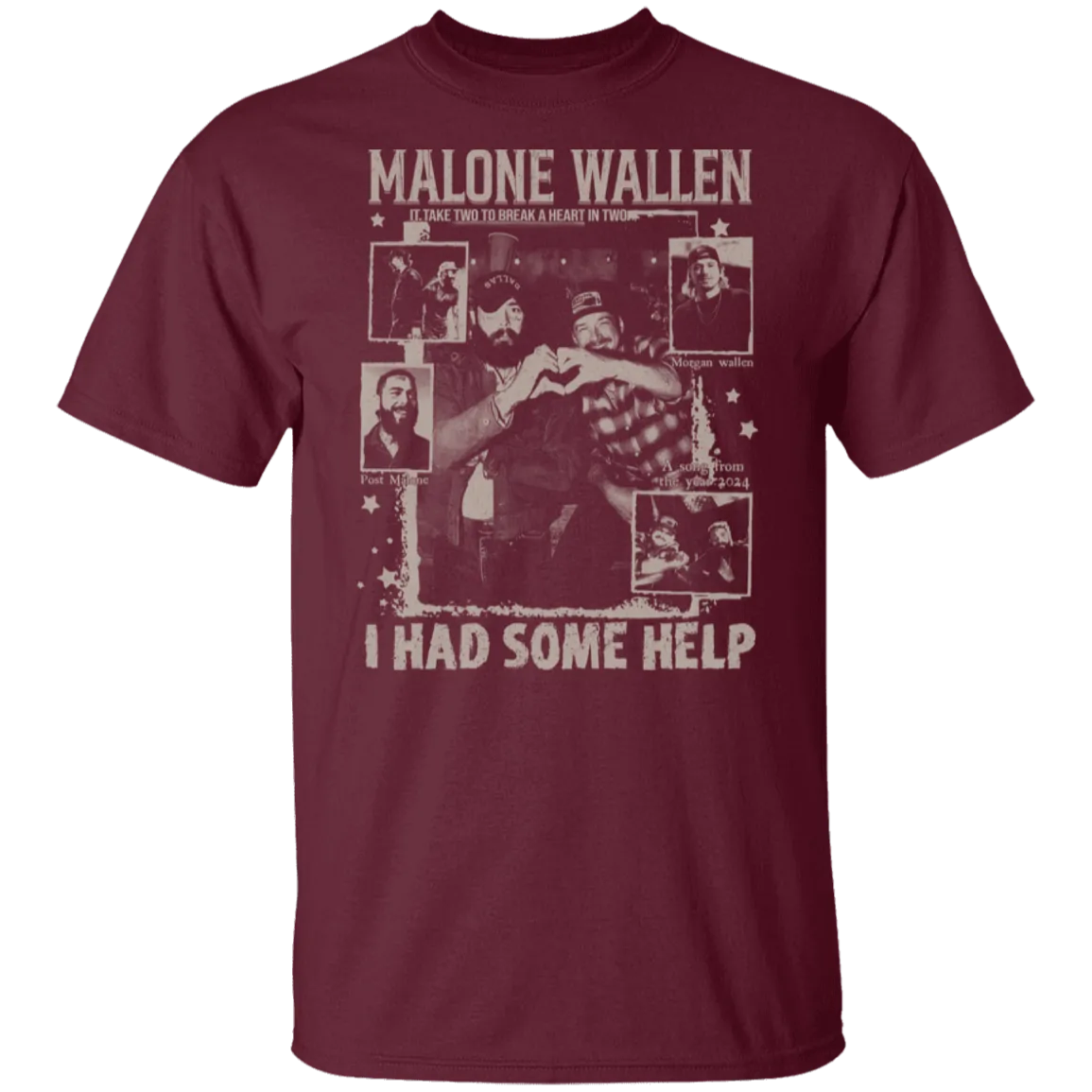 Vintage 'I Had Some Help' Gildan T-Shirt – Post Malone & Morgan Wallen Country Music Inspired Apparel