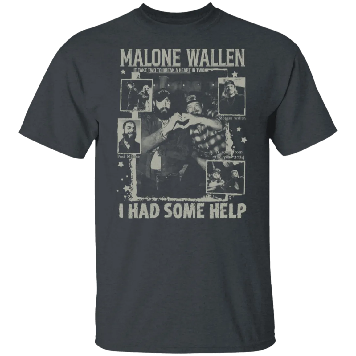 Vintage 'I Had Some Help' Gildan T-Shirt – Post Malone & Morgan Wallen Country Music Inspired Apparel