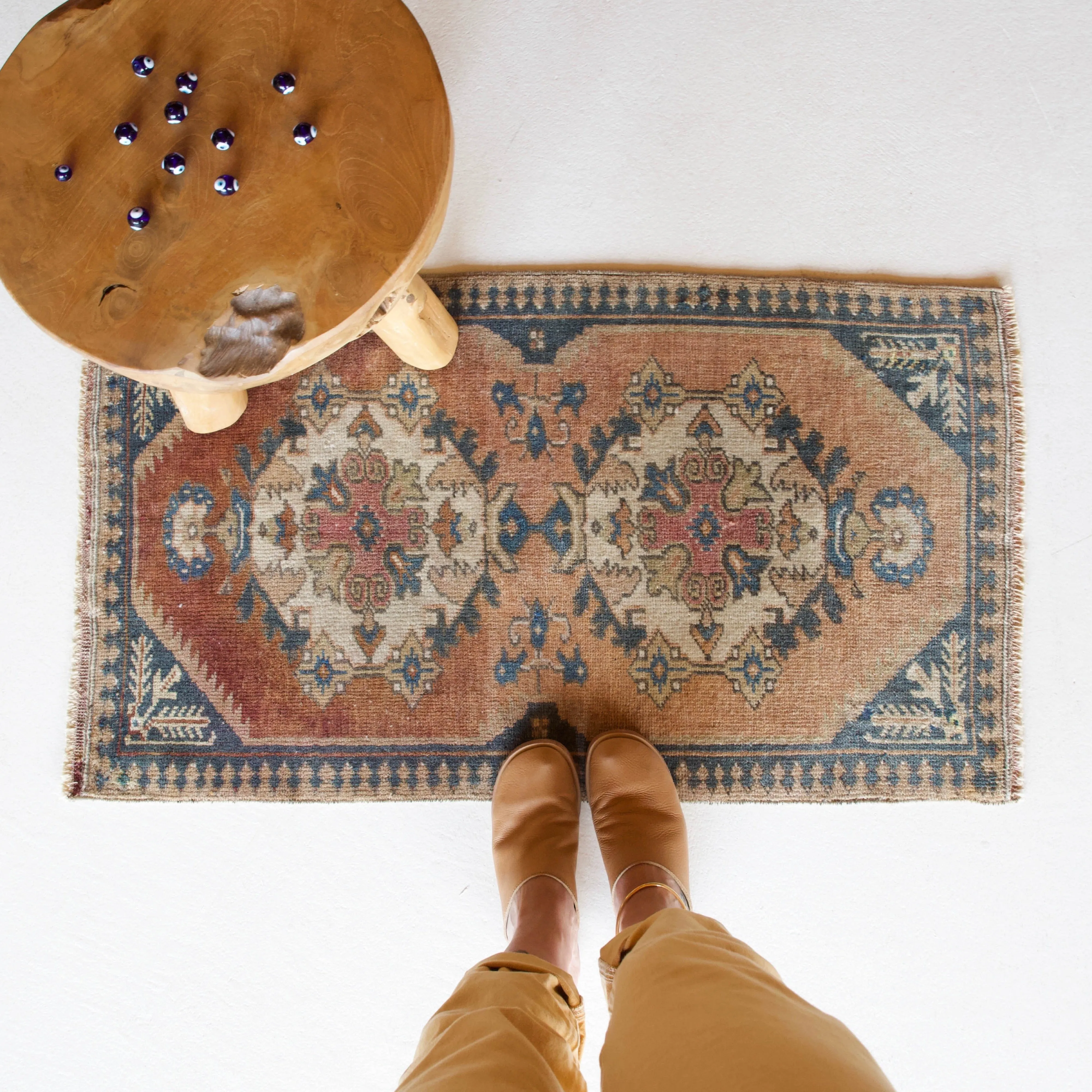 Vintage Mini Turkish Rug 21"x37"