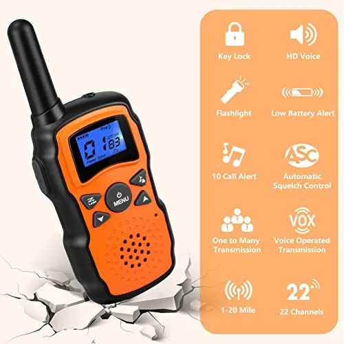 Wishouse Walkie Talkies for Adults Rechargeable 4 Sets with 2 Usb Chargers 4X3000mAh Batteries Lanyards,Family Walky Talky Handheld 2 Way Radio Long Range for Hiking Camping,Xmas Birthday Gift Present