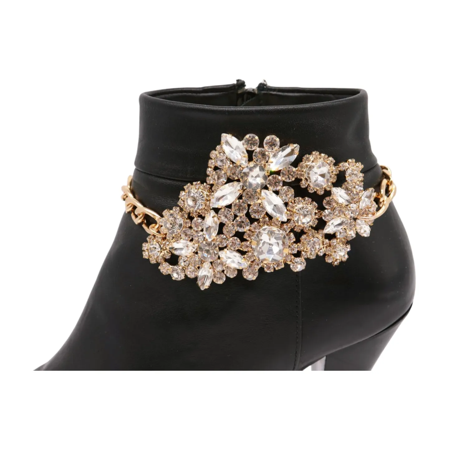 Women Ethnic Silver Metal Chain Boot Bracelet Anklet Shoe Turquoise Blue Charm