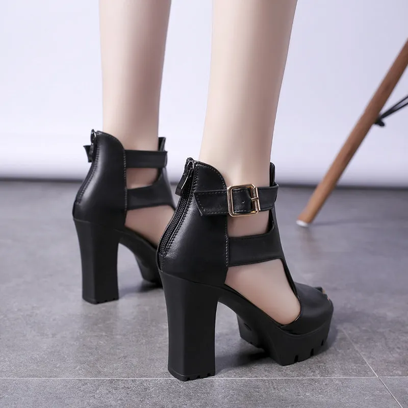 Women's Fish Toe High Heel Sandals & Solid Color Platform High Heeled Sandals