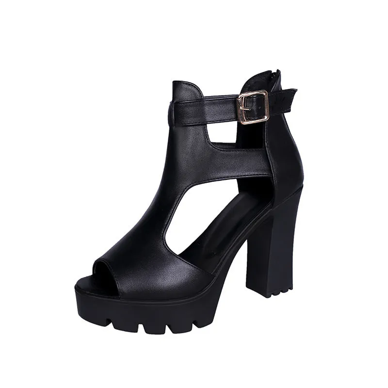 Women's Fish Toe High Heel Sandals & Solid Color Platform High Heeled Sandals