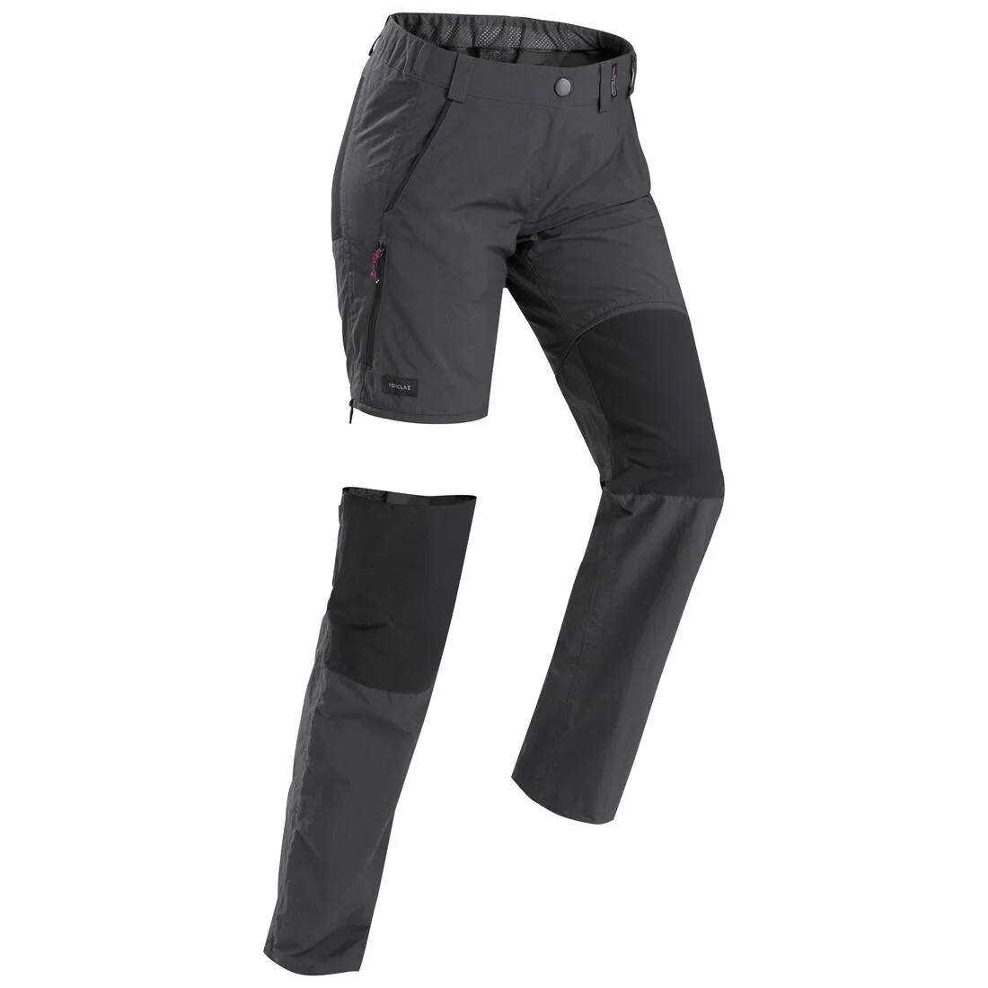 Women's Mountain Trekking 2-in-1 Zip-Off Trousers MT100 - grey