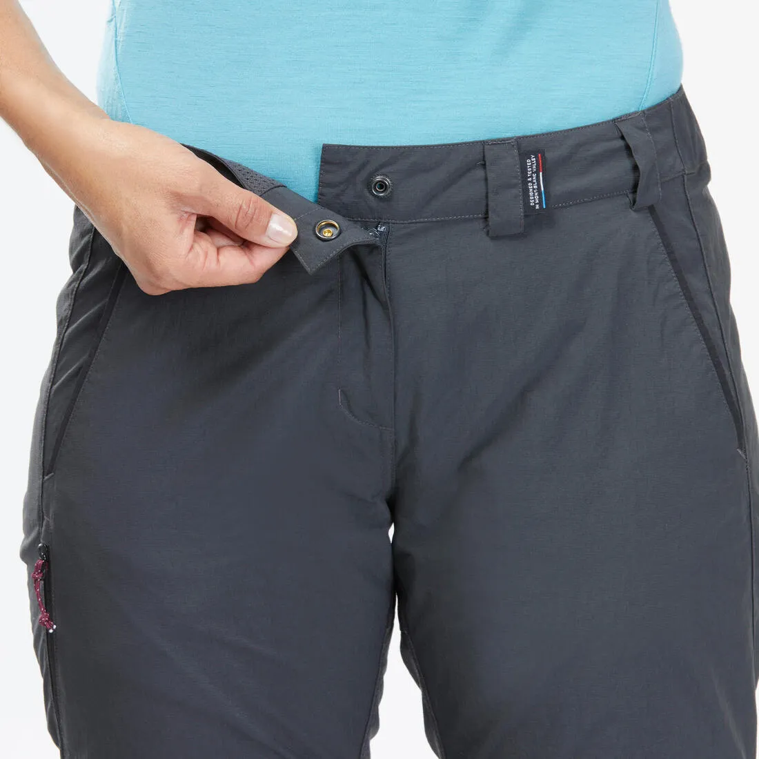 Women's Mountain Trekking 2-in-1 Zip-Off Trousers MT100 - grey