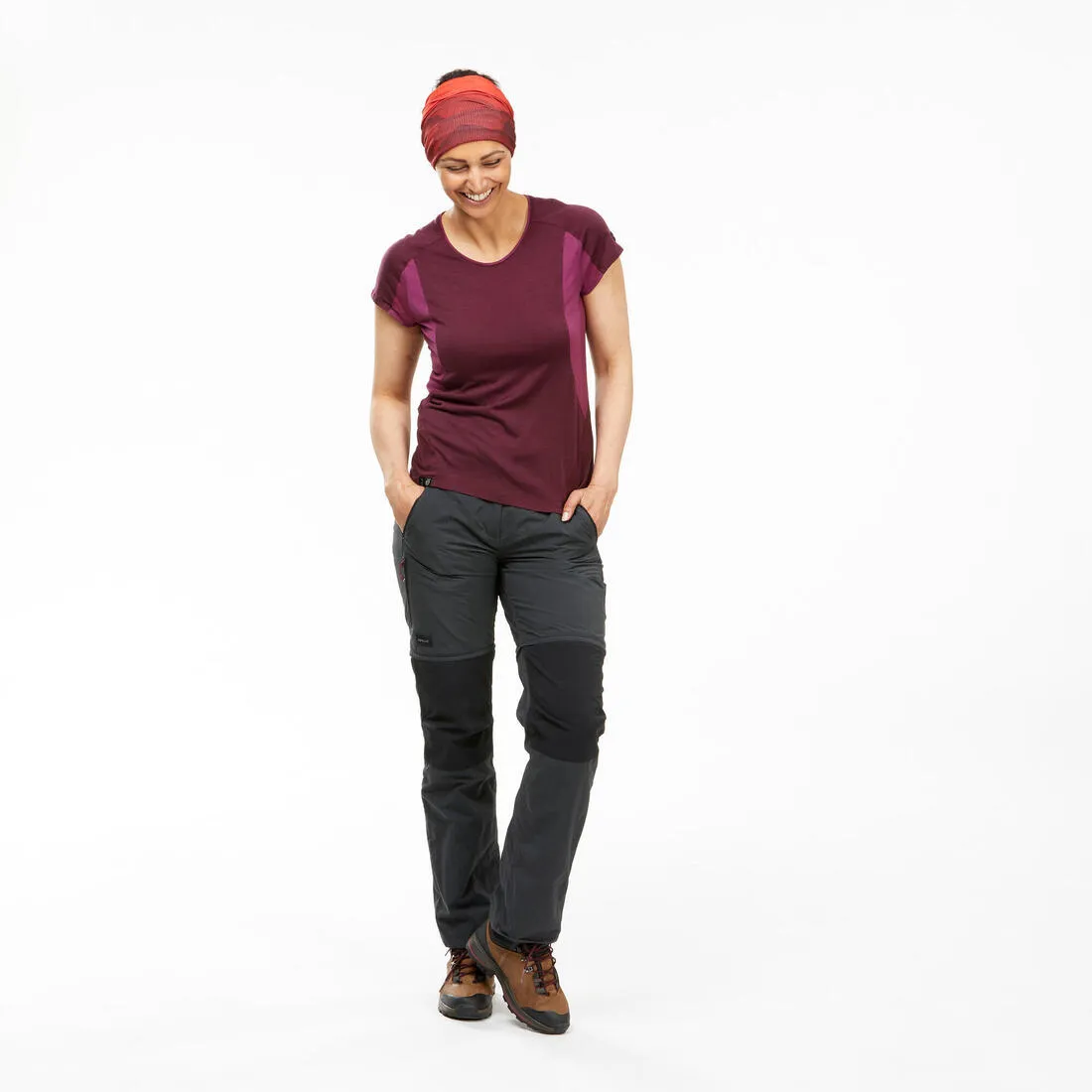 Women's Mountain Trekking 2-in-1 Zip-Off Trousers MT100 - grey