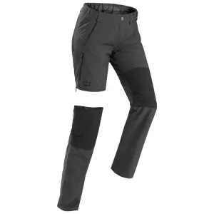 Women's Mountain Trekking 2-in-1 Zip-Off Trousers MT100 - grey