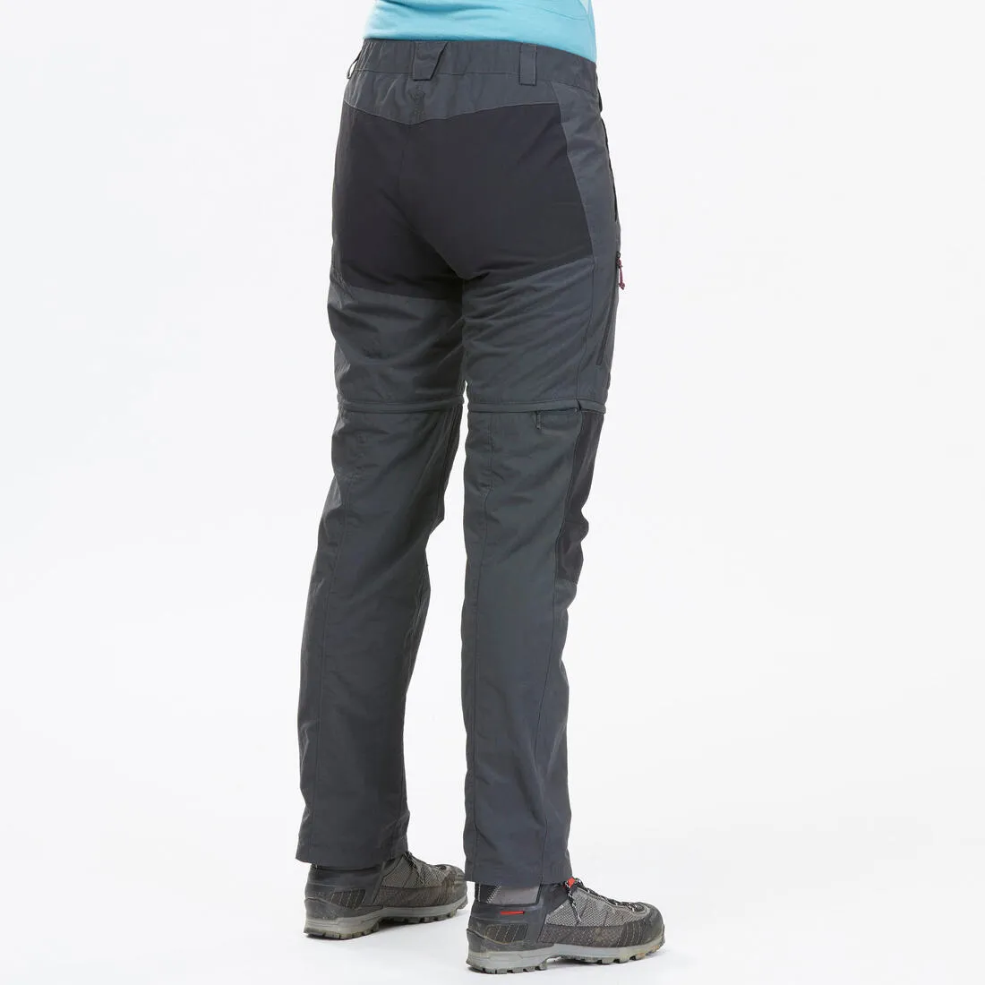 Women's Mountain Trekking 2-in-1 Zip-Off Trousers MT100 - grey