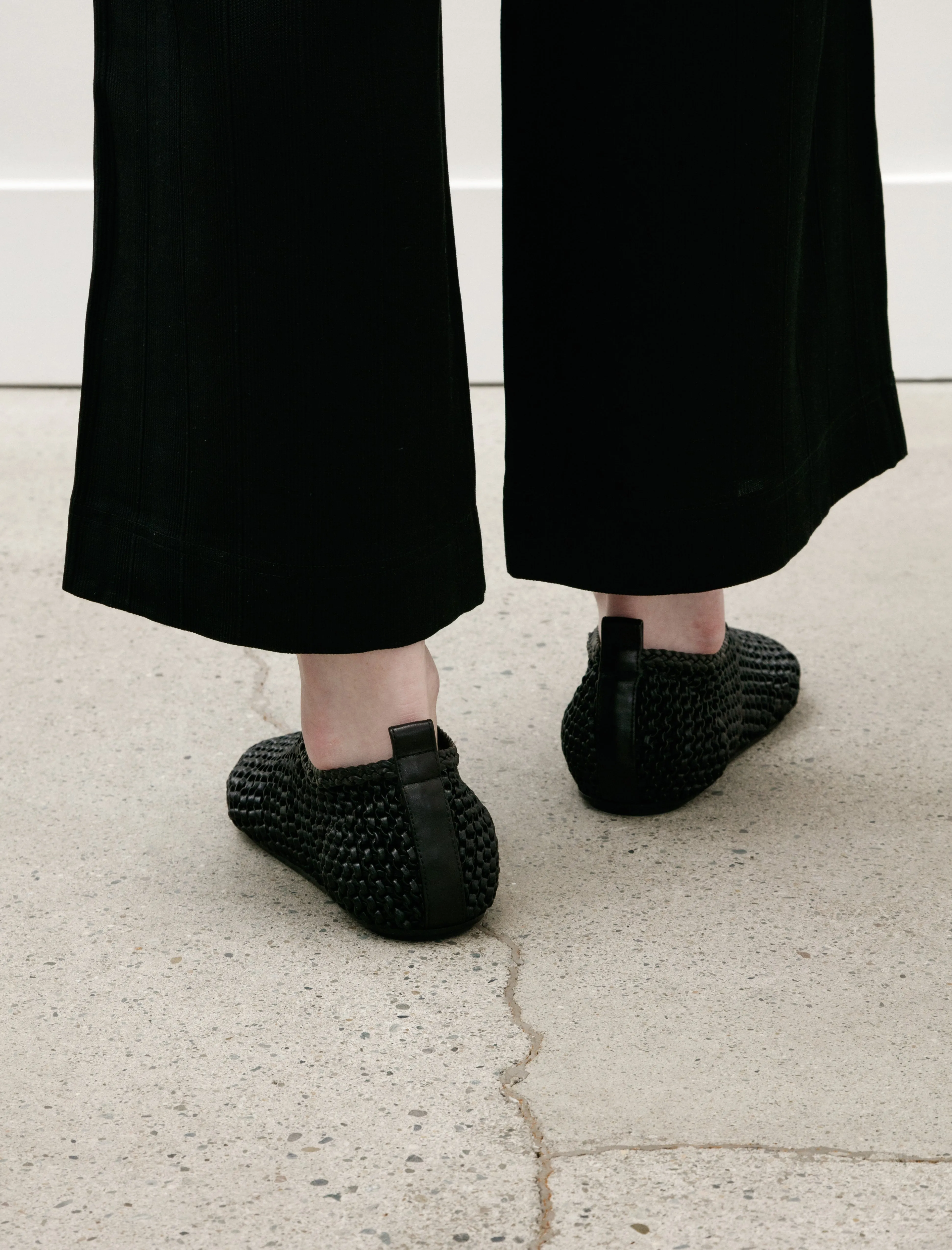 Woven Leather Ballerinas Black