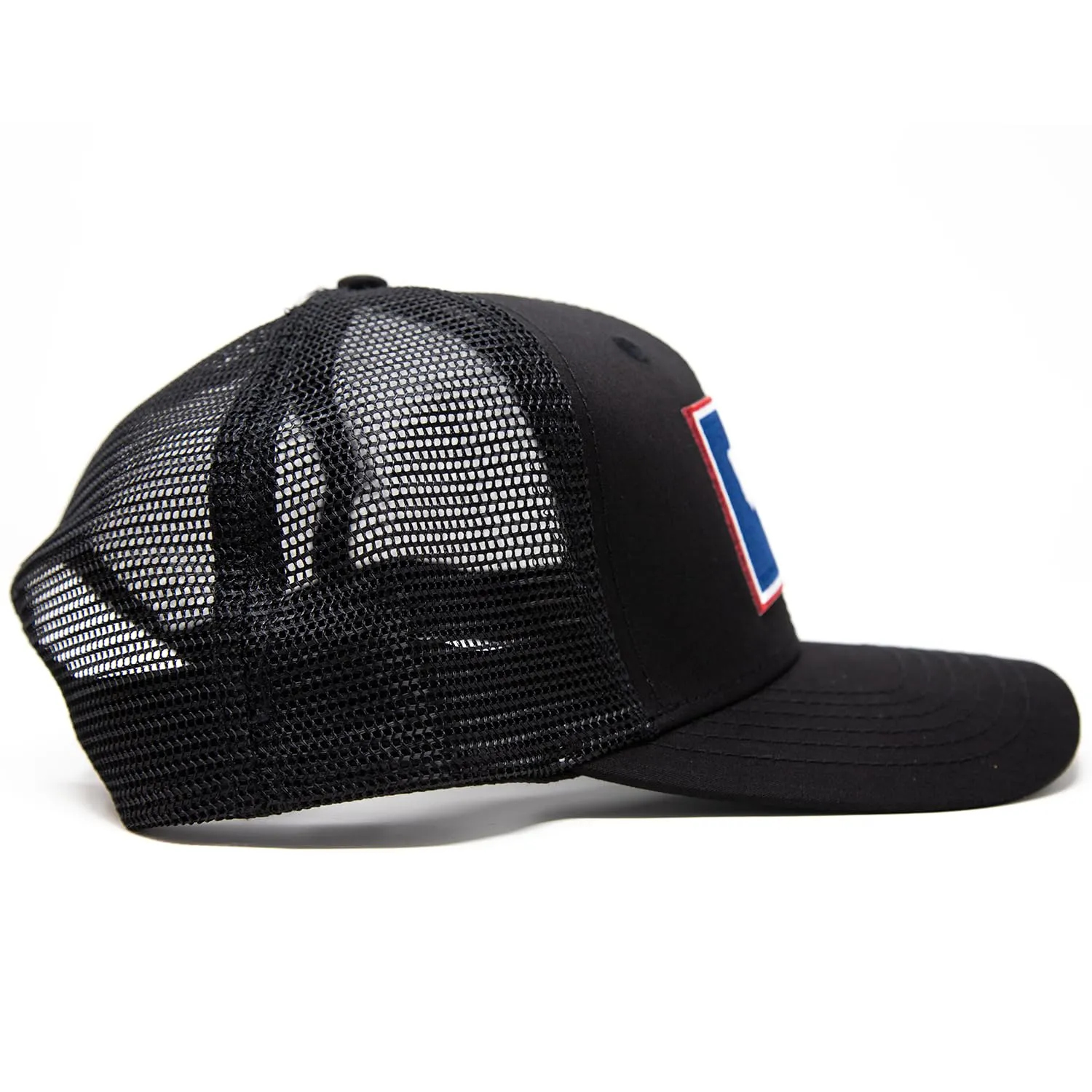 Wyoming Flag Trucker Baseball Snapback Hat (All Black) - International Tie