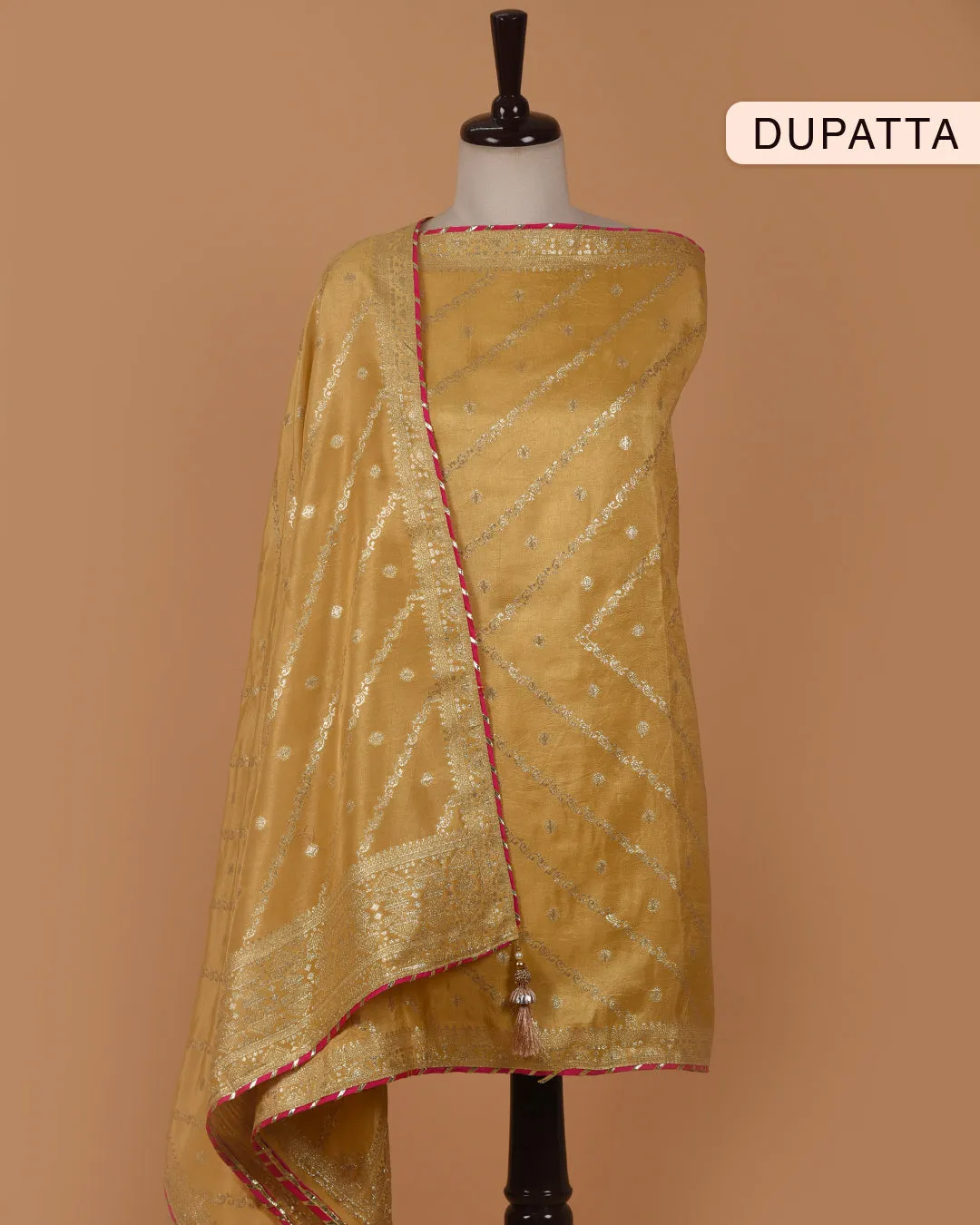 Yellow Chanderi Woven With Hand Embroidered Unstitched Suit Fabric Set With Chanderi Woven Dupatta