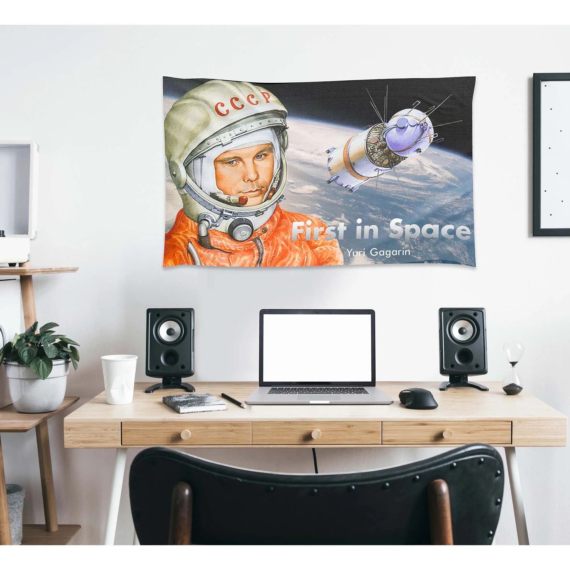 Yuri Gagarin Soviet Pilot and Cosmonaut Outer Space Flag Banner